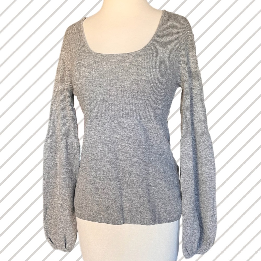 Victoria’s Secret PINK Grey Cashmere Blend Sweater with Balloon Sleeves